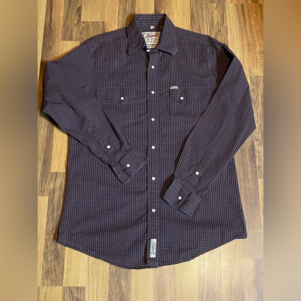 Rafter C Cowboy Collection Long Sleeve Western Pearl Snap Shirt Mens Medium EUC
